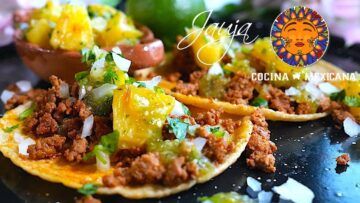 Tacos de Carne Molida Al Pastor con Salsa de Piña Asada