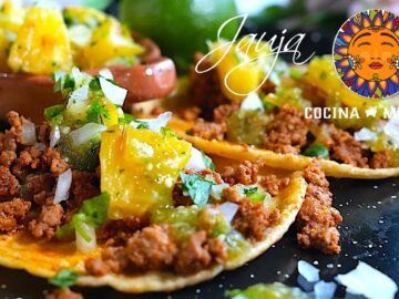 Tacos de Carne Molida Al Pastor con Salsa de Piña Asada